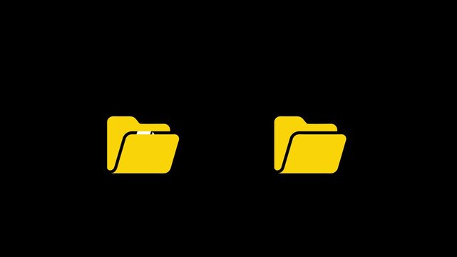 Minimalist yellow folder animation with document file transfer motion for digital interface