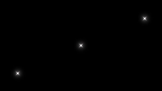 Cartoon Doodle Sparkles Vector Star Animation 4K Glowing Light Effect, Black Screen Seamless Background, White Twinkle Stars Line, Retro Glitter Shine Bursts Blinking Video Loop Overlay