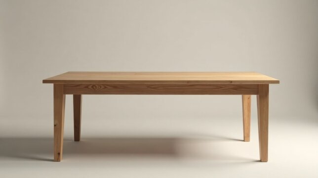 A Simple, Light Oak Wood Dining Table on a Neutral Background
