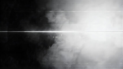 Fototapeta premium Wispy smoke drifts across a stark horizontal light beam during a dramatic atmospheric reveal