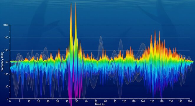 Vibrant abstract data visualization spectrum showcasing dynamic frequency analysis patterns
