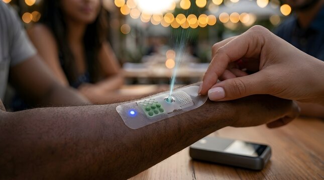 An individual is engaged in ic creation using luminous substances  applying them to a flat surface within a dimly lit interior space during nighttime hours
