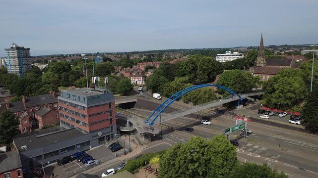 Aerial View of Coventry City Roads and Buildings