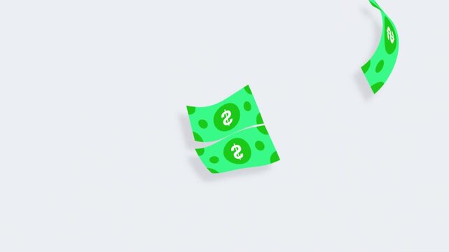 Floating Dollar Banknotes Animation Loop &ndash; Minimal Flat Money Cash Flying Background