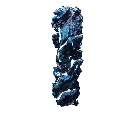 Blue stone letter I isolated on transparent background