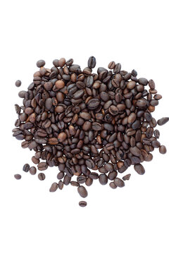 Roasted Coffee Bean Mound Isolated On White Background Design