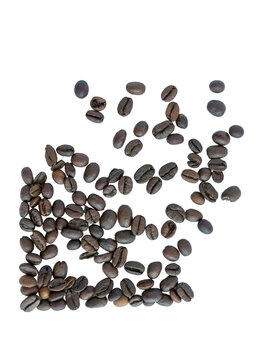 Scattered Coffee Beans Left Layout Isolated On White Background