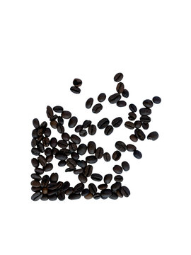 Roasted Coffee Beans Left Cluster Isolated On White Background
