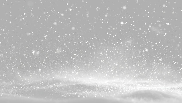 Realistic falling snow and snowdrift overlay. Winter snowfall with white particles on transparent background