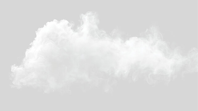 White smoke cloud isolated on transparent background. Realistic fog or vapor mist texture. Graphic element for design overlay