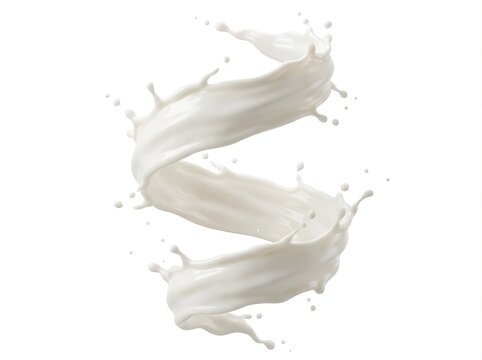 Dynamic swirl of fresh milk splash isolated on white background