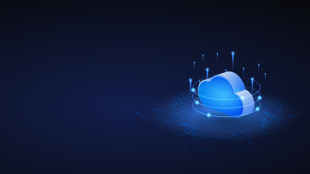 Ai cloud computing isometric vector illustration. Cloud computing technology concept with ai system.