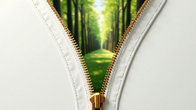 Golden Zipper Reveals Hidden Grove for Text Overlay