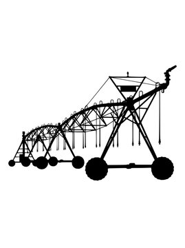 Silhouette of Center Pivot Irrigation System for Agriculture