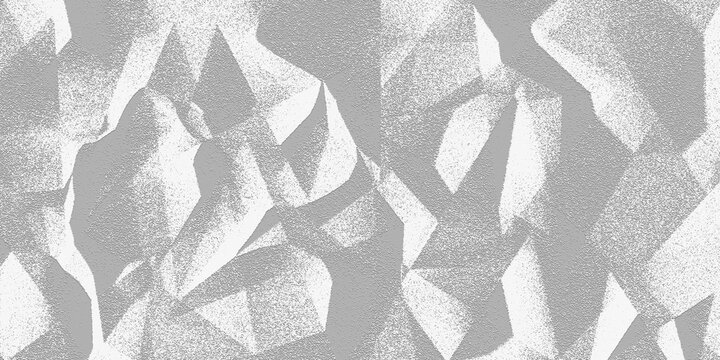 Abstract Gray White Geometric Textured Background with Layered Faceted Shapes and Grainy Surface for Modern Design Projects