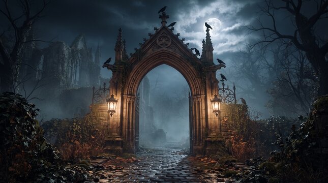 scary graveyard in the dark