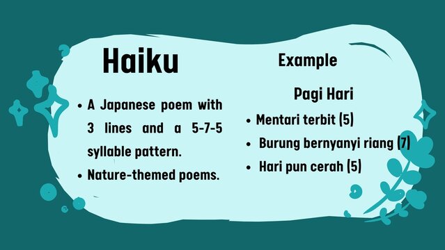 Exploring the concise beauty of Japanese poetry understanding the 5-7-5 syllable structure and nature-themed verse form through an informative educational graphic