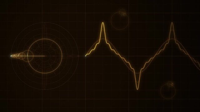 Fourier Series Epicycles Tracing a Waveform Seamless Loop in calm amber tones