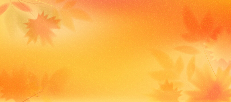 Blurred autumn leaves on abstract background with orange-yellow-pink gradient. Blur effect on autumn theme. Vector illustration