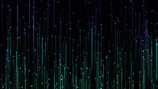 縦に流れる青緑の光粒子ライン