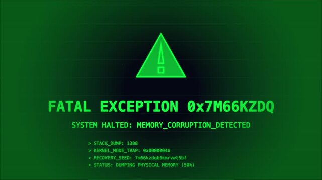 Fatal System Error Screen with Memory Corruption Warning Animation