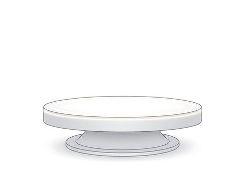 White round rotating cake stand or display turntable on a clean background, perfect for baking and presentation.