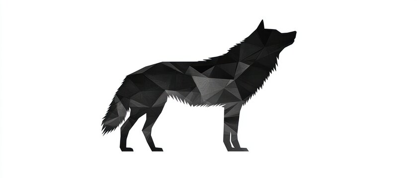 Geometric wolf silhouette polygonal black and white animal design