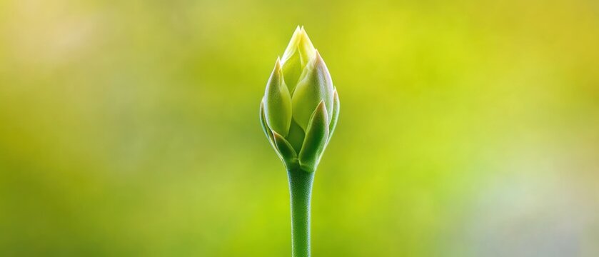 Vibrant green flower bud close up soft lighting natural growth