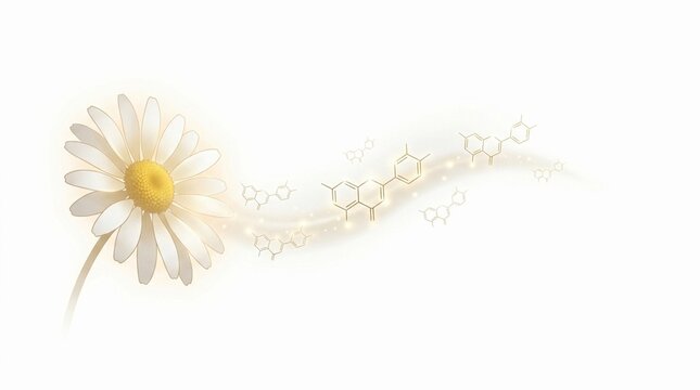 Calming flavonoid compounds flowing from a chamomile flower