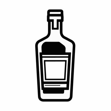Gin bottle with blank label line icon. Alcoholic beverage container symbol. Minimalist vector illustration isolated on white background