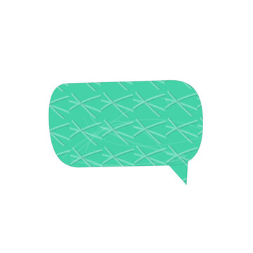 Green speech bubble icon with a simple geometric pattern design