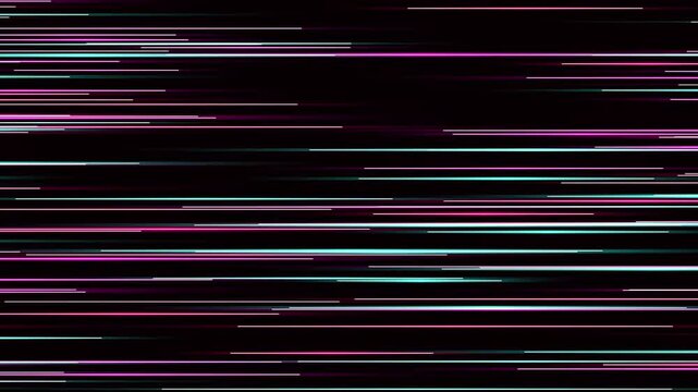Glowing neon horizontal lines moving fast across the screen creating a dynamic stream of vibrant light