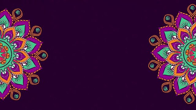 Elegant purple background with decorative mandala ornaments motion graphic