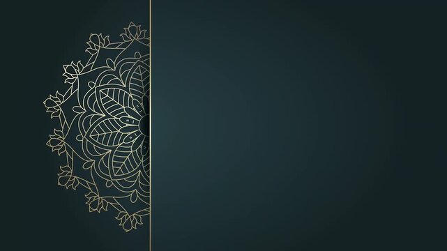 Luxury golden mandala pattern on dark green background motion graphics