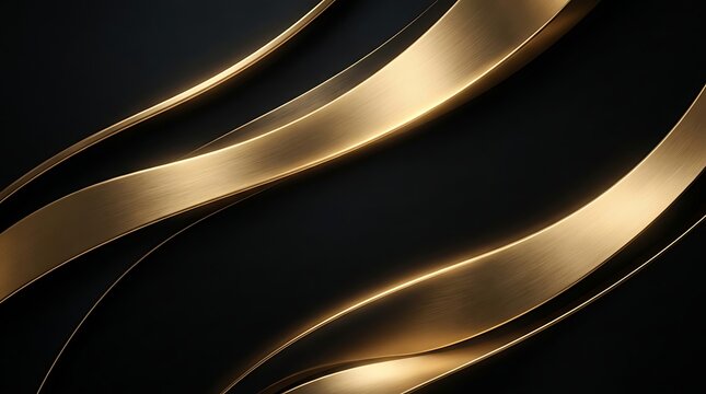 Abstract golden waves on black background luxurious metallic curves and flowing lines