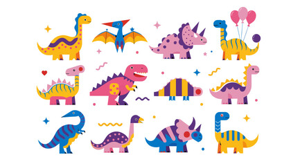 Cute Flat Vector Dinosaurs Collection for Kids © Dyrrooth