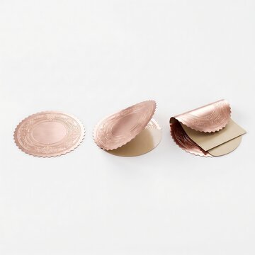 Rose gold cupcake liners on a light pink background decorative baking accessories