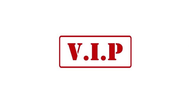 VIP animation with red text, one-tap VIP stamp, transparent background, 4K video