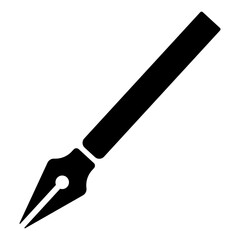 Fototapeta premium Fountain pen icon vector, black silhouette symbol for writing, signature and office design, isolated on white background