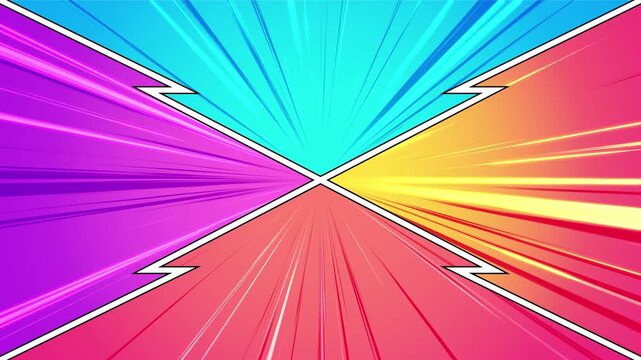 Pop Art Comic Book Action Background with Animated Radial Speed Lines