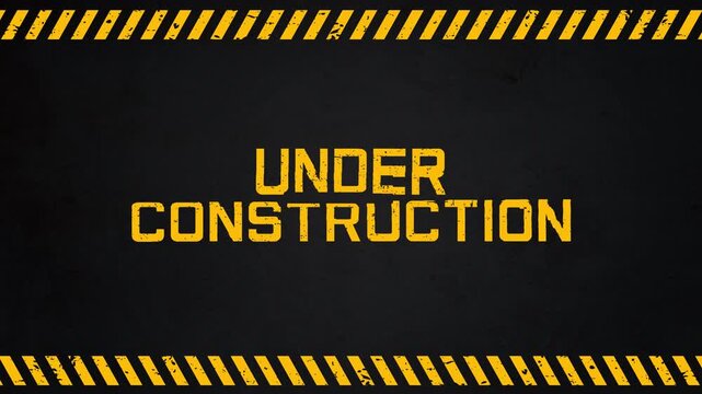 Under Construction Warning Screen with Caution Border Animation 4K