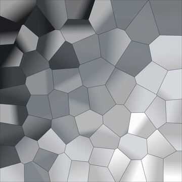 Voronoi pattern texture background with silver polygon cell mosaic structure