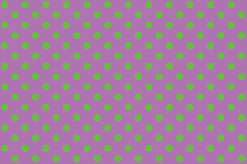 abstract Green colour polka dots on Medium Orchid colour background pattern design. © Pisan