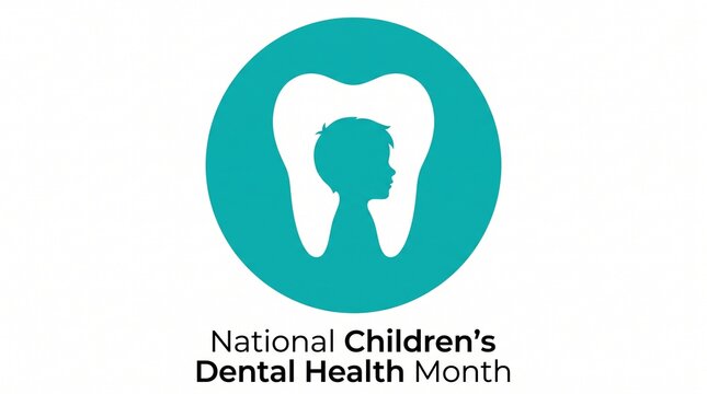 National childrens dental health month tooth icon with child silhouette