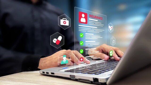 Medical Insurance Application, Healthcare Coverage, Insurance Claim Concept. Person Filling Health Insurance Form. Patient Registration, Health Benefits, Policy Documentation, Financial Protection
