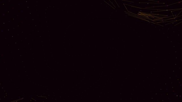 Golden connected dots and lines forming a complex geometric constellation within a dark void space