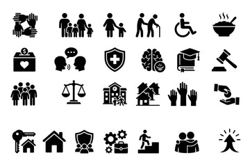 Fototapeta premium Set inclusion diversity and teamwork icons