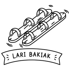 Naklejka premium Hand drawn doodle illustration of traditional Indonesian wooden clog racing game known as Lari Bakiak for cultural festival events