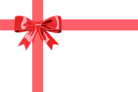 Red bow on white background, vector illustration. 