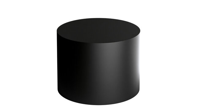 Matte black cylinder shape, isolated on transparent background